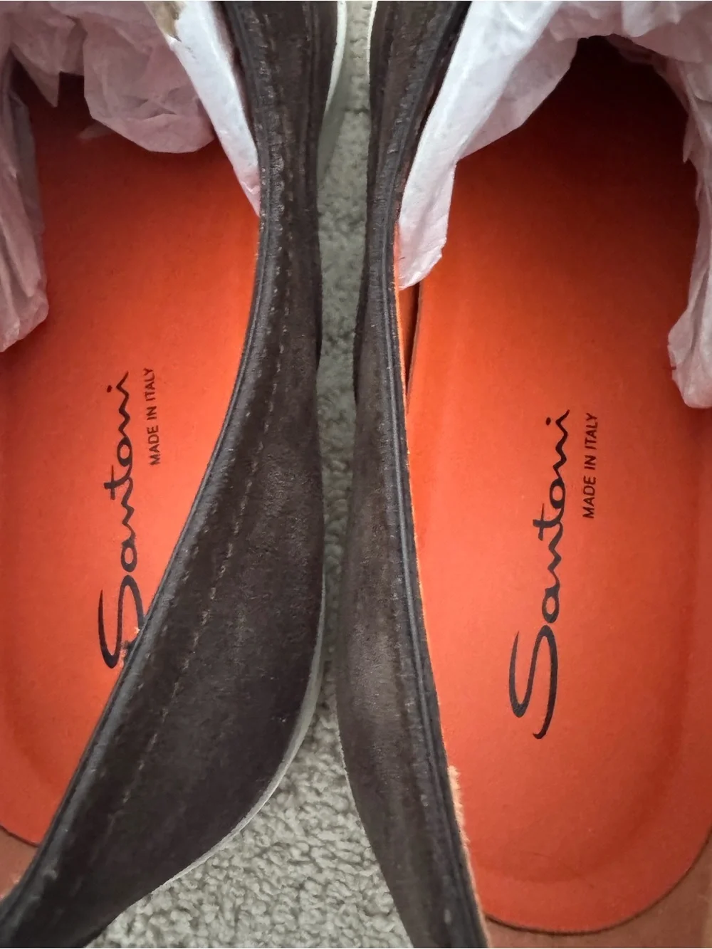 Santoni Brown Suede Slip-On Loafers